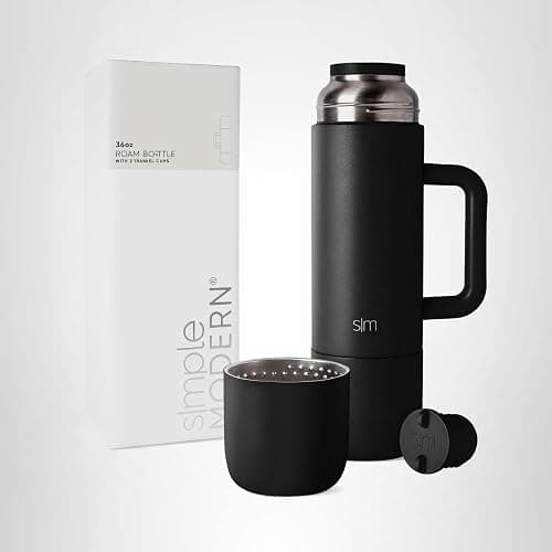 Simple Modern 36oz Insulated Hot Beverage Bottle with 2 Mugs | Travel Coffee Thermos for Hot Drinks | Twist and Pour Top | Commute, Travel, and Picnic Friendly | Roam Collection | Midnight Black thumbnail 8