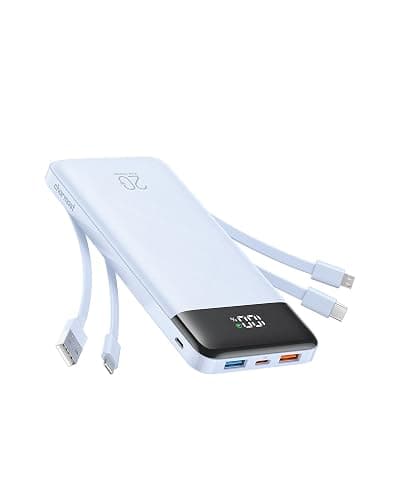 charmast 20000mAh Portable Charger with Built in Cables, 22.5W Travel Power Bank Fast Charging, USB C Cell Phone Battery Pack for iPhone 17/16/15/14/13/12 Series, iPad, Samsung, Android, Tablet - Image 1