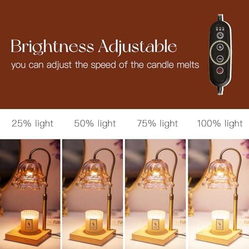 Candeldo Candle Warmer Lamp with Timer: Flower Gold Candle Lamps Height Adjustable Wax Melt House Warming Gifts New Home Decor Mothers Day Birthday Gift for Women Mom thumbnail 5