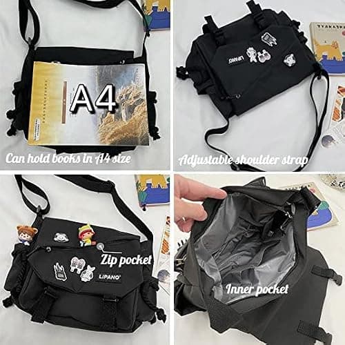 Pbkabiug Cute Nylon Messenger Bag for Women Kawaii Shoulder Crossbody Bag with Kawaii Accessories Aesthetic Tote Bag thumbnail 6
