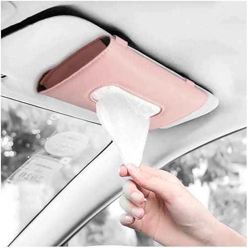 Car Tissue Holder, Sun Visor Napkin Holder, Backseat Napkin Case, Premium Tissues Box, Vehicle Interior Accessories Universal for Car SUV Pickup Truck (Pink) thumbnail 7