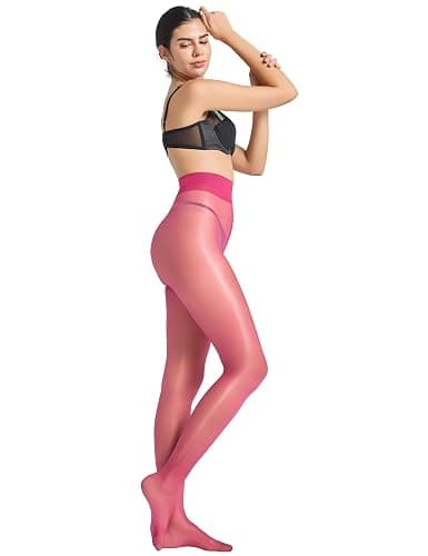 LABELLA Multicolor 15D Shiny Tights Ultra Sheer Stylish Pantyhose with Silky Smooth & Nude-Invisible Feel thumbnail 2