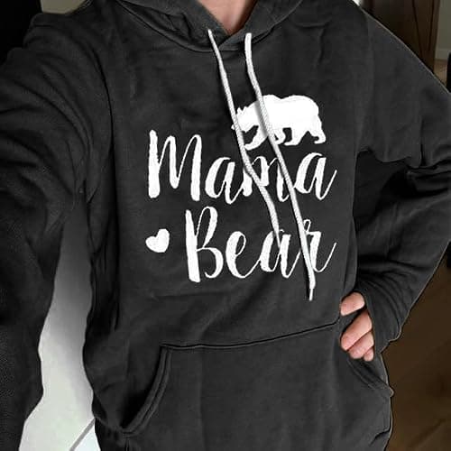 Muicy Womens Hoodies Mama Bear Shirt Casual Long Sleeve Tops Sweatshirts with Pockets thumbnail 3