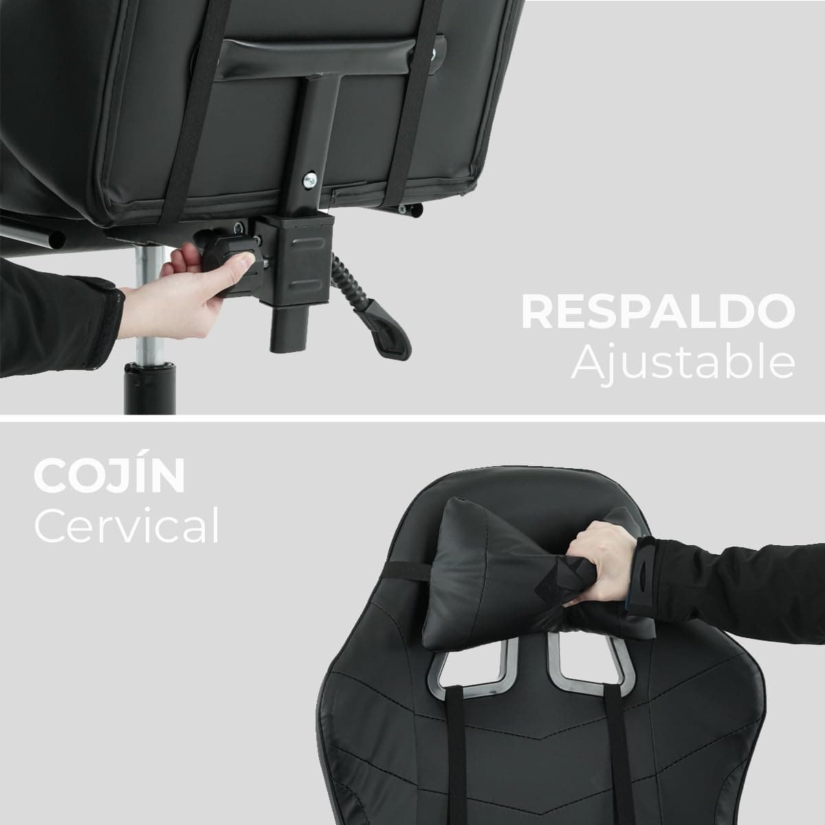 Silla Gamer Ergomomica con Reposapies Abatible de Altura Ajustable con Soporte Lumbar Acolchado para Espacios Gamer Escritorio o Oficina + Kit de Almohadillas thumbnail 7