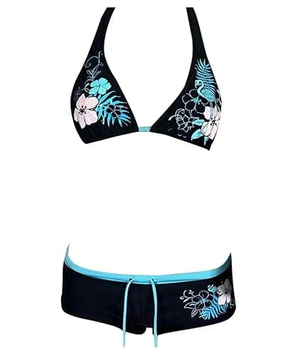 Minetom Damen Y2k Bikini Set Neckholder Badeanzug Push Up Bikinioberteil und Badeshorts Zweiteiliger Bademode 2000er Sommer Outfit - Image 1