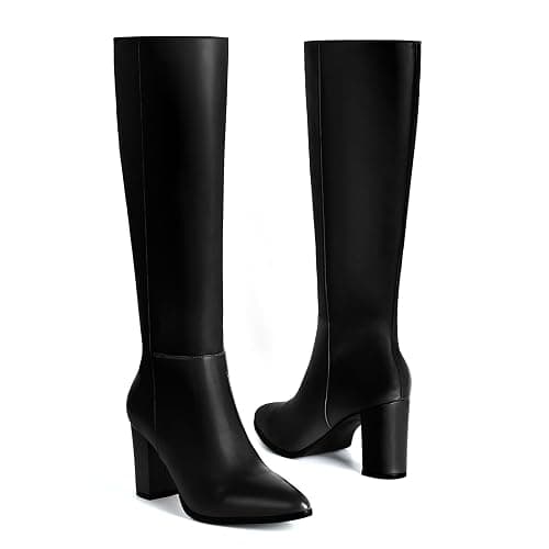 Vipost 3.35-inch Pointed Toe Knee High Boots for Women, Chunky Block Heel Tall Boots for Women with Side Zipper, Long Fall Winter Boot 2025 thumbnail 4