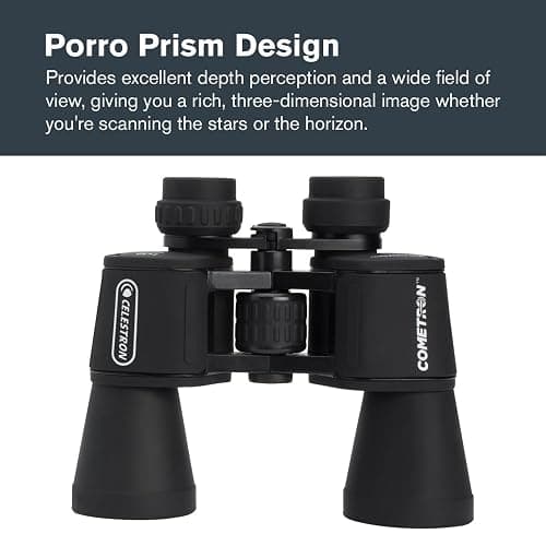 Celestron Cometron 7x50mm Astronomy Binoculars | Wide-Field Astronomy Binocular, Porro Prism, Multi-Coated Optics, Comfortable Handheld, Tripod Adaptable, Carrying Case thumbnail 3