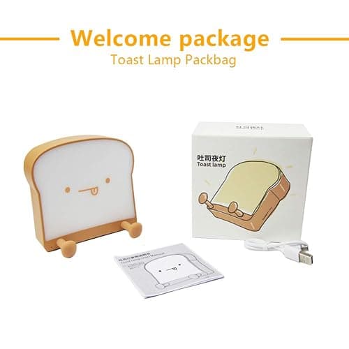QANYI Cute Night Light Toast Bread LED Night lamp with Rechargeable, Portable Bedroom Bedside Bed lamp Christmas Gifts Ideas for Tween Teenage Teenager Teens Girls Boys Women thumbnail 8