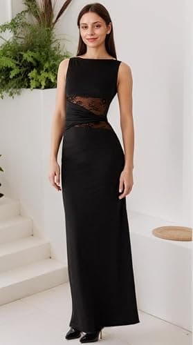 DJBM Women Sexy Lace Sleeveless Evening Gown Hollow Twisted Bodycon Dress for Wedding Graduation thumbnail 2