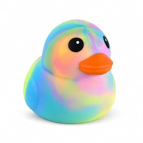 Duck Squishy Squeeze Toy,Cute Jumbo Stress Relief Fidget Toy (Rainbow) | Rubber Sensory Toys for Anxiety,Giant Stress Balls for Adults,Party Favors Class Prize Goodie Bag Fillers - Image 1