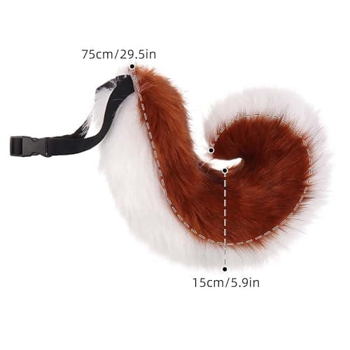 ILUFAM Furry Wolf Dog Tail Costume Accessory – 29.5" Faux Fur Animal Tail for Adult Halloween Cosplay Party thumbnail 5