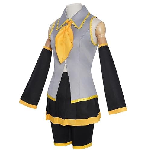 QHWIHRF Women Akita Neru Costume,Akita Neru Uniform Yellow Dress Party Full Set thumbnail 4