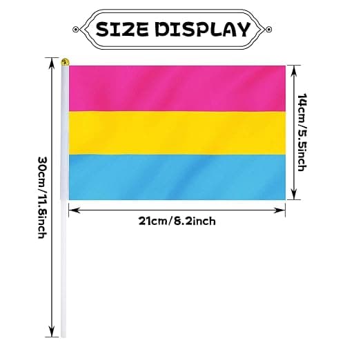 Pansexual Flag Pan Flag, Small Mini Hand Held Pansexual Pride Flags on Sticks for Parades Parties Festivals Decorations thumbnail 3