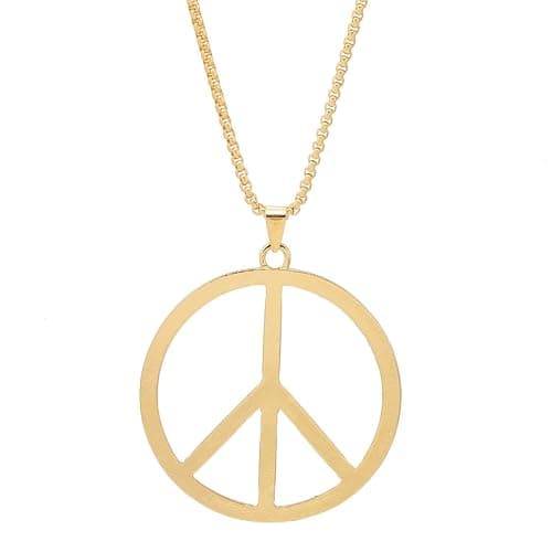 Kicomvi Metal Peace Sign Pendant Necklace Hippie 1960s 1970s Necklace for Dressing Party Accessories - Image 1