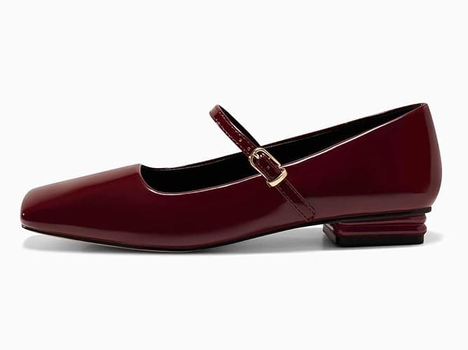 Coutgo Women's Mary Jane Flats Closed Square Toe Ballet Flat Dressy Comfortable Slip on Shoes thumbnail 5