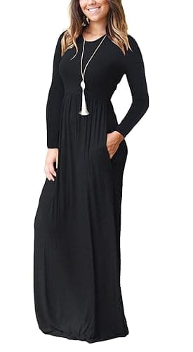 MISFAY Women's Long Sleeve Loose Plain Maxi Dresses Casual Long Dresses Pocket thumbnail 4