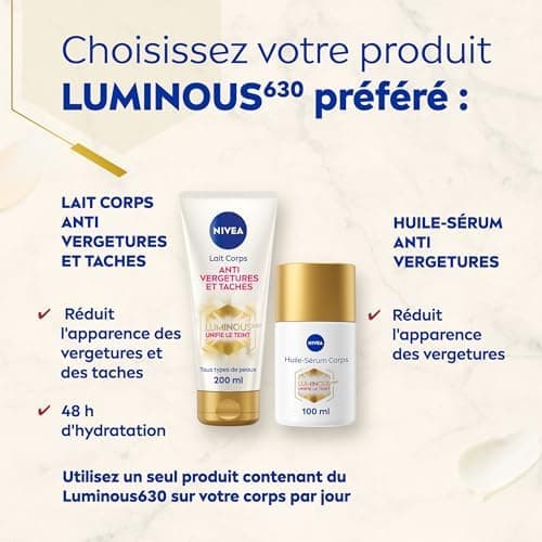 NIVEA Luminous630® Lait Corps Anti Vergetures et Taches (1 x 200 ml), soin corps anti tache hydratant 48h réducteur de vergetures, soin femme pour tous types de peaux thumbnail 8