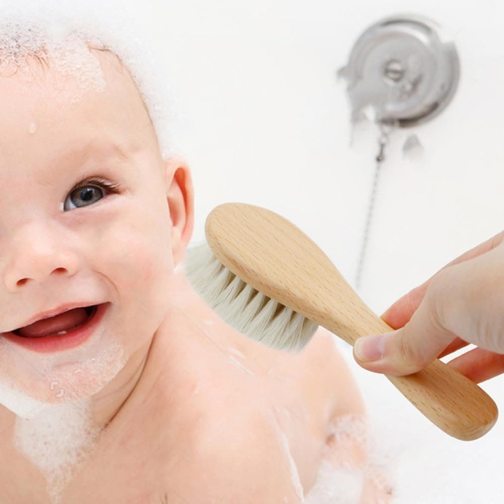 Baby Hair Brush Set – 2 Pcs Natural Soft Goat Bristle & Wooden Handle Brush for Newborns & Toddlers | Cradle Cap Brush for Boys & Girls | Gentle Baby Essentials, Registry Gift thumbnail 7