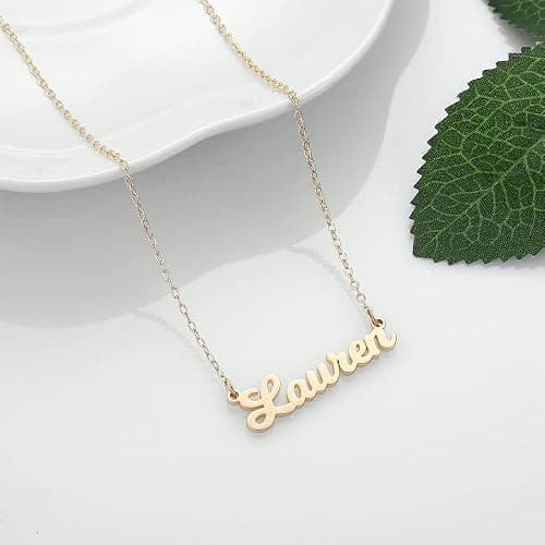 Ursteel Custom Name Necklace Personalized, 14K Gold Plated Personalized Name Necklace Dainty Name Plate Necklace Jewelry Personalized Gifts for Women thumbnail 6