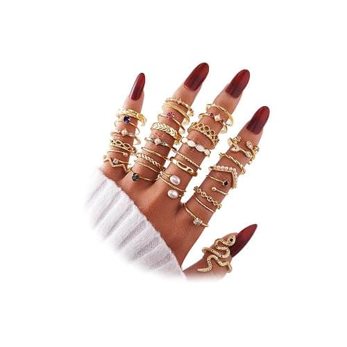 KISS WIFE Golden Silvery Black Kunckle Rings Set for Women, Dainty Simple Trendy Cute Stackable Finger Rings Pack, Perfect for Stacking Layering on Thumb and Knuckle, Mixed Size, Jewelry Gift thumbnail 2