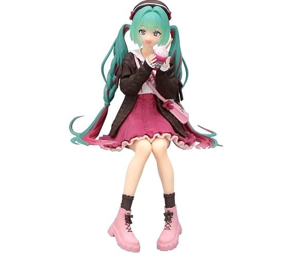 Hatsune Miku Noodle Stopper PVC Statue Autumn Date Pink Colour Various 14 cm - Image 1