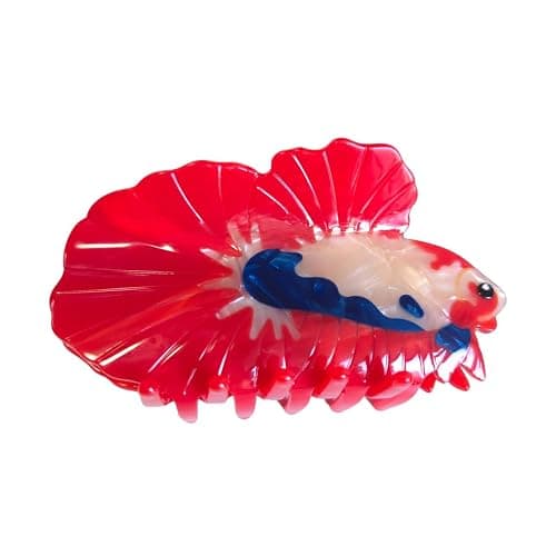Novelty Aquatic Animals Hair Clips,Fighting Fish Hair Clip,Cellulose Acetate Hair Clips,Big Claw Clips for Women - Image 1