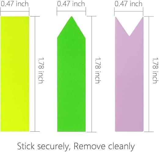 KICNIC 1500 Pieces Page Markers Sticky Index Tabs, Arrow Flag Tabs Self Adhesive, Colored Notes Tab Stickers for Notebook, Documents, Books [10 Colors, 3 Designs] Sticks Securely, Removes Cleanly thumbnail 3