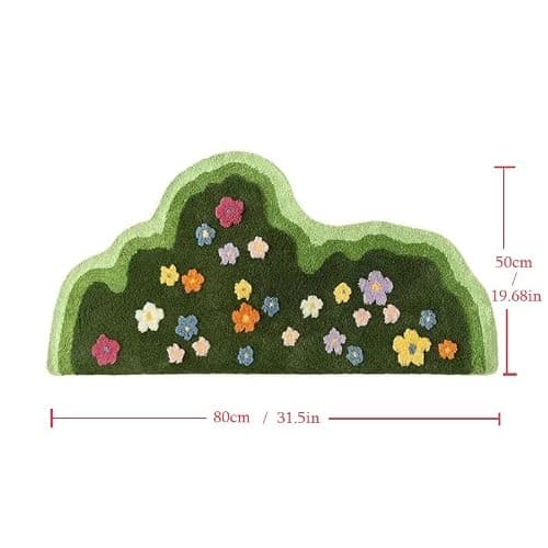 Floral Spring Moss Green Area Rug for Bedroom Living Room, Irregular Cute Non-Slip Bathroom Mat, Washable Aesthetic Accent Carpet for Women Dorm, Unique Floral Floor Rug for Boho Home Decor thumbnail 2