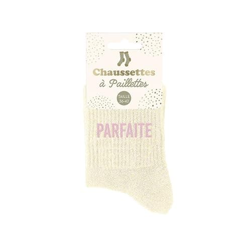STC - Paire DE Chaussettes Paillettes Parfaite Femme, Beige à paillettes, 36-42 thumbnail 3