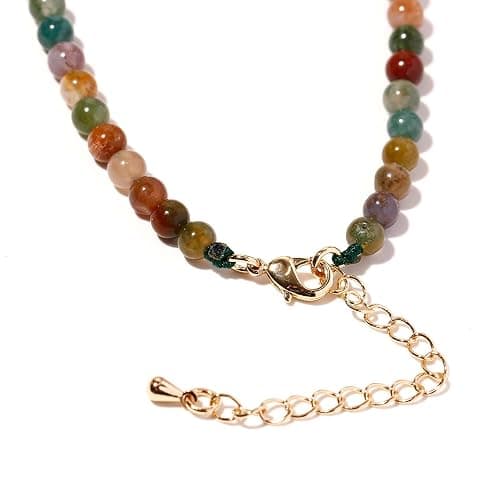 Lightock Simple Choker Necklace for Women Real Stone and Crystals Necklaces 4mm Beaded Choker Jewelry Meditation Gift for Women (16"+2") thumbnail 7