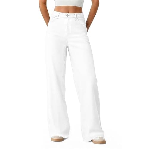Mars power Women's Wide Leg Jeans High Waisted Baggy Straight Denim Pants | Trendy,Raw Hem,Distressed Pockets,Loose Stretchy,Boyfriend Fit,Cofortable,Relaxed,Casual Wear,Streetwear,Oversized,High Rise - Image 1