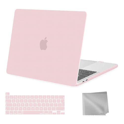 MOSISO Compatible with MacBook Pro 13 inch Case M2 M1 2026 2025 2024 2023 2022-2016 A2338 A2289 A2251 A2159 A1989 A1706 A1708, Plastic Hard Shell Cover & Keyboard Skin & Wipe Cloth, Rose Quartz - Image 1