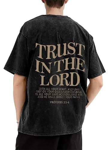PANOZON Trust in The Lord Tshirts Christian Faith Jesus Religious God Tops Man Woman Shirts Y2K Short Sleeve thumbnail 4