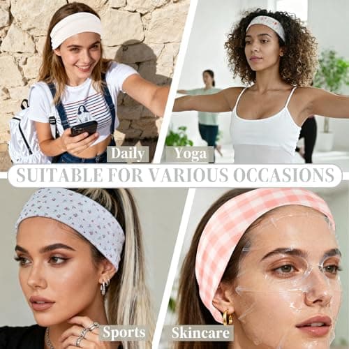 Yoga Headbands for Women, Non Slip Elastic Sweat Hairbands, Solid Color Head Accessories Headscarves Hair Hoop, Sweat-Absorbing Hairbands for Sports, Fitness, Running thumbnail 6