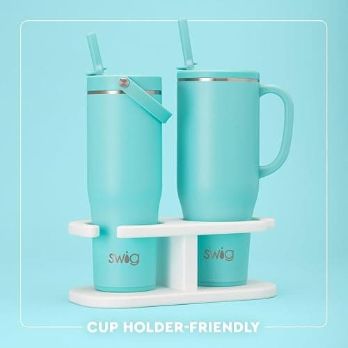 Swig Life 40oz Leakproof Mega Mug with Straw, Boot Scootin' Turquoise | Leakproof Lid - Triple Insulated Stainless Steel - Handle & Straw Included - Cup Holder Friendly - Dishwasher Safe thumbnail 7