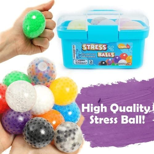 COPLA 12 Pack Stress balls| Stress Balls for Kids and Adults with ADHD,OCD, Anxiety, and Autism| Ideal Fidget Toys Stress Balls to Reduce Tension and Anxiety and Improve Focus. - Pack of 12 - Thermoplastic Rubber (TPR) thumbnail 2