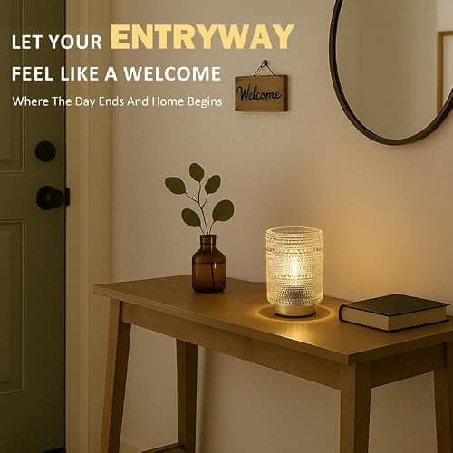 Small Battery operated Lamp with Timer for Bedside/Coffee Table/Book shelf Decor,Cordless Aesthetic Lamps with Warm Moody Lighting for Home Decor/Dorm/Bathroom/ Patio/Entryway/Cubicle Decor(Clear) thumbnail 4