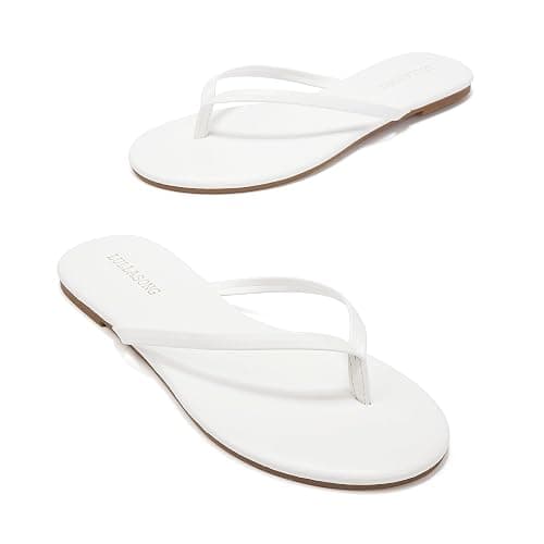 LULLASONG Flip Flops For Women Comfortable Round Toe Beach Sandals Thong Strap Slides Slip On Dressy Flats Sandals For Women thumbnail 8