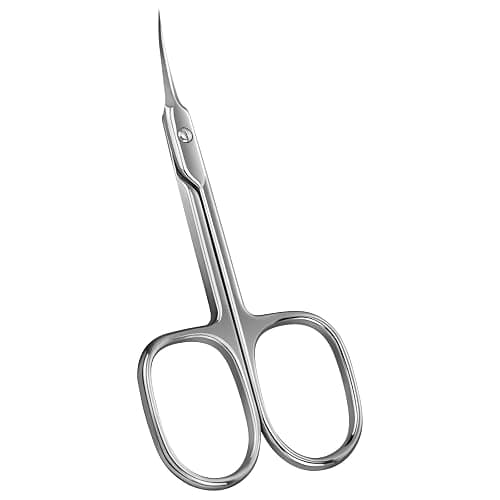 CGBE Cuticle Scissors Extra Fine Curved Blade, Super Slim Manicure Scissors for Cuticles Professional Small Scissors with Precise Pointed Tip Grooming Blades, Eyebrow, Eyelash, and Dry Skin - Silvery - Image 1