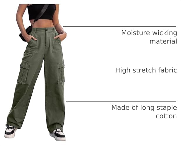 ZMPSIISA Women High Waisted Cargo Pants Wide Leg Casual Pants 6 Pockets Combat Military Trousers thumbnail 4