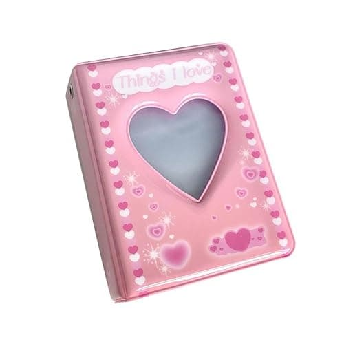 Leadigol 3 Inch Mini Photo Album,40pocket Kpop Photocard Binder Love Heart Hollow Photocard Id Holder,Kpop Binder Collector Book,Cute Kpop Photocard Holder Book thumbnail 6