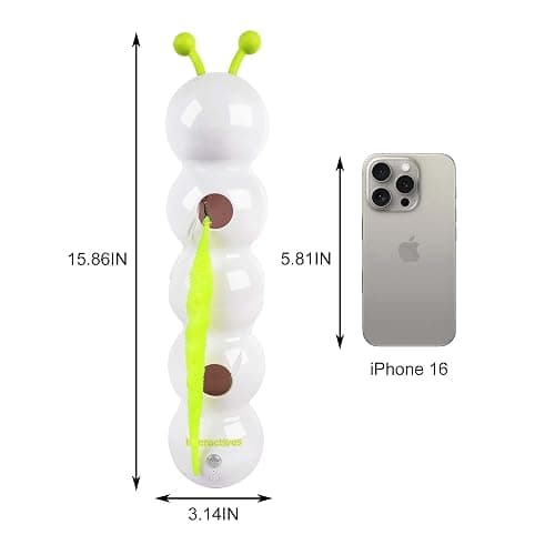 Interactive Cat Feather Toy, Caterpillar Cat Toy Automatic Fluffy Tail Teaser with Motion Sensor, USB Rechargeable, Suction Cup for Stable Play, Perfect for Indoor Cats thumbnail 7