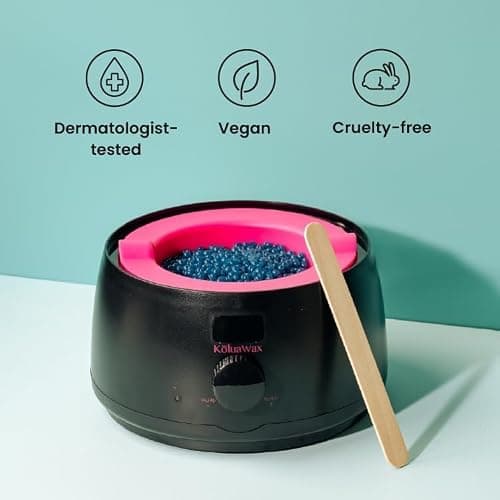 KoluaWax Premium Waxing Kit for Women - Hot Melt Wax Warmer for Hair Removal, Eyebrow, Bikini, Legs, Face, Brazilian Wax & More - Machine + 4-Pack Hard Wax Beads + Accessories, Black thumbnail 6