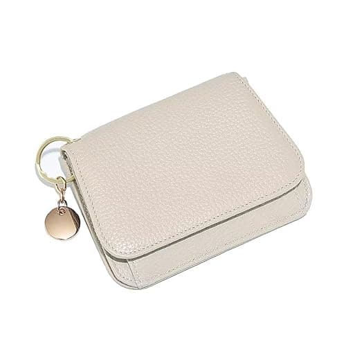 Mudono Small Wallet for Women RFID Blocking Genuine Leather Card Case Slim Tri-Fold Wallet with Zipper Pocket and Keychain - Image 1