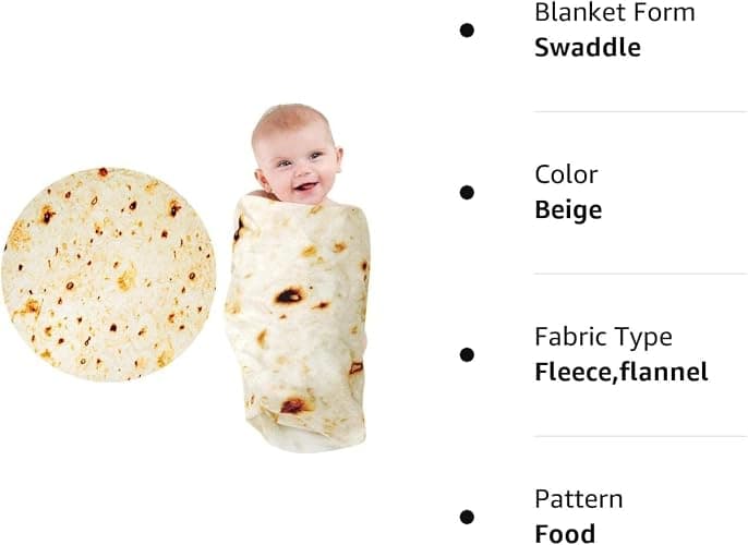 Lhedon Taco Blanket Baby Tortilla Blanket Burrito Swaddle 0-9 Months | Baby essentials blanket with 285 GSM soft flannel, ideal for nursery, stroller and travel, featuring a cute photo prop design thumbnail 9