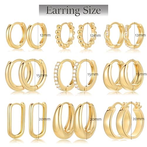 9 Sets - Gold Hoop Earrings thumbnail 2