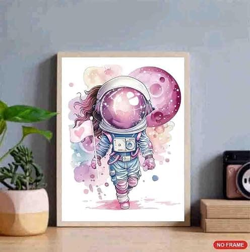 MOCVSWO Pink Outer Space Wall Art Prints,Watercolour Star Rocket Astronaut Posters for Nursery Decor Girls Room Decor Kids Bedroom Boys Playroom Classroom Decor,Set Of 4 (8X10inch,Unframed). thumbnail 6
