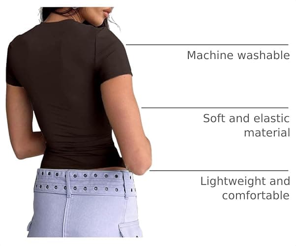 Abardsion Women's Casual Basic Slim Fit T Shirts | Summer Clothes 2026 Going Out Crop Tops Short Sleeve Crew Neck Ladies Tees thumbnail 4