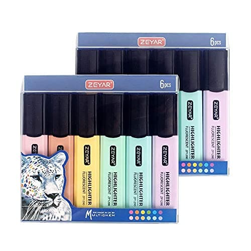 ZEYAR Highlighter, Macaron Colors Chisel Tip Marker Pen, AP Certified, Assorted Colors, Water Based, Quick Dry(2 Sets Macaron) thumbnail 4