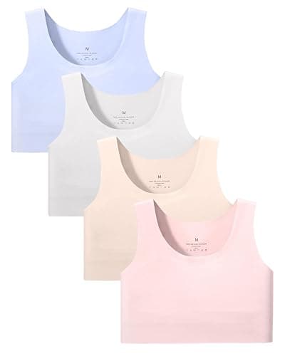 Sascina Girls Soft Training Bras 7-12 Seamless First Bra Girls Sports Bras Longline Crop - No Pads, Chest Double Lined - Image 1